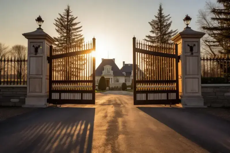 Modelos de portones modernos en un entorno residencial.
